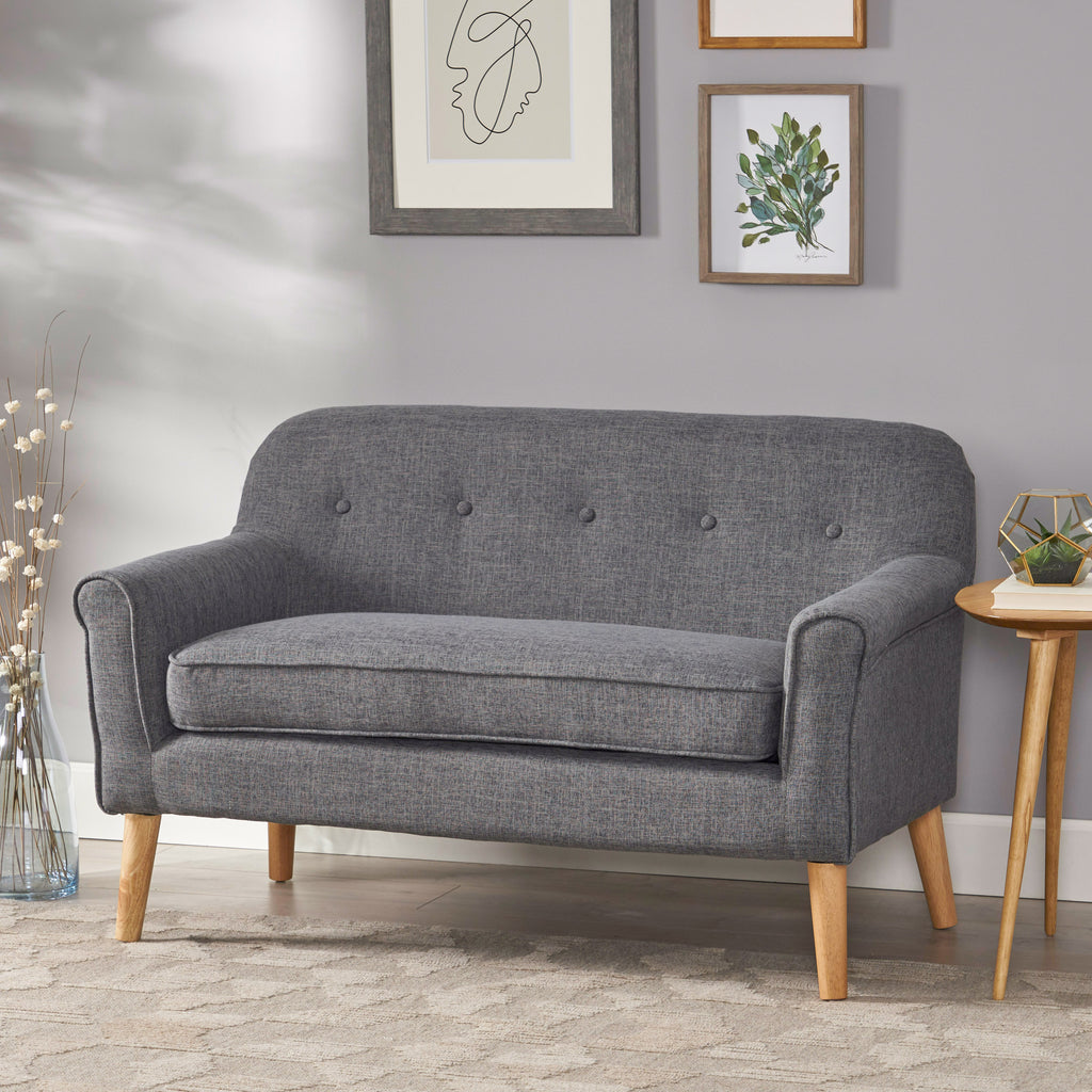Gray Fabric Button Tufted Loveseat S285323