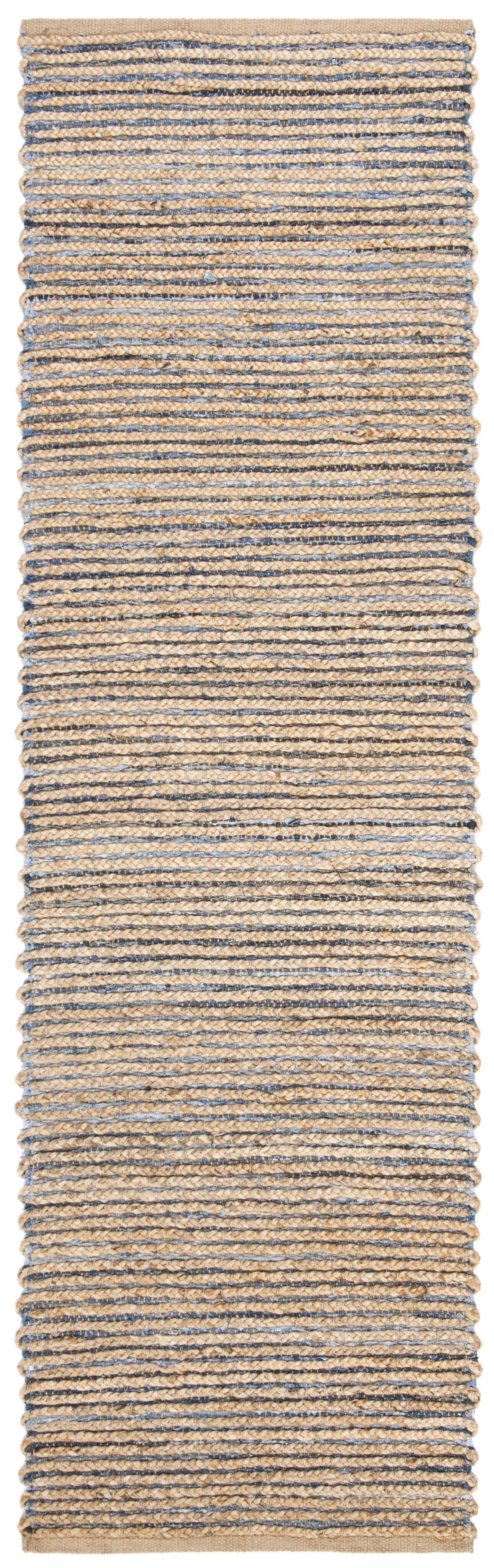 Natural/Blue Striped Jute Area Rug A1239