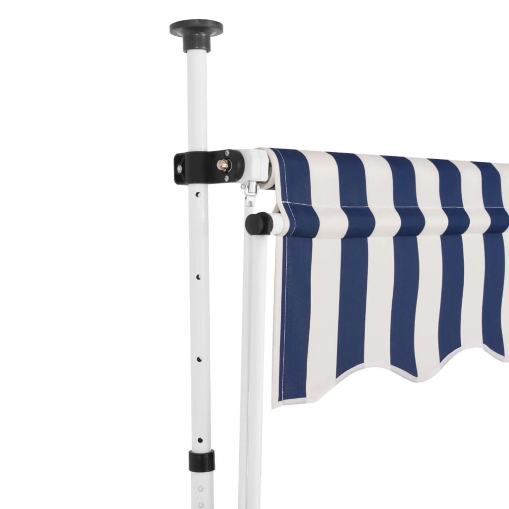 Manual Retractable Awning 78.7" Blue and White Stripes B110245