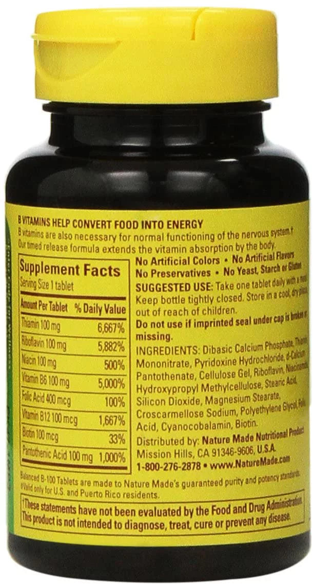 Vitamin B-100 Complex Tablets 60 ea (Pack of 2) H490
