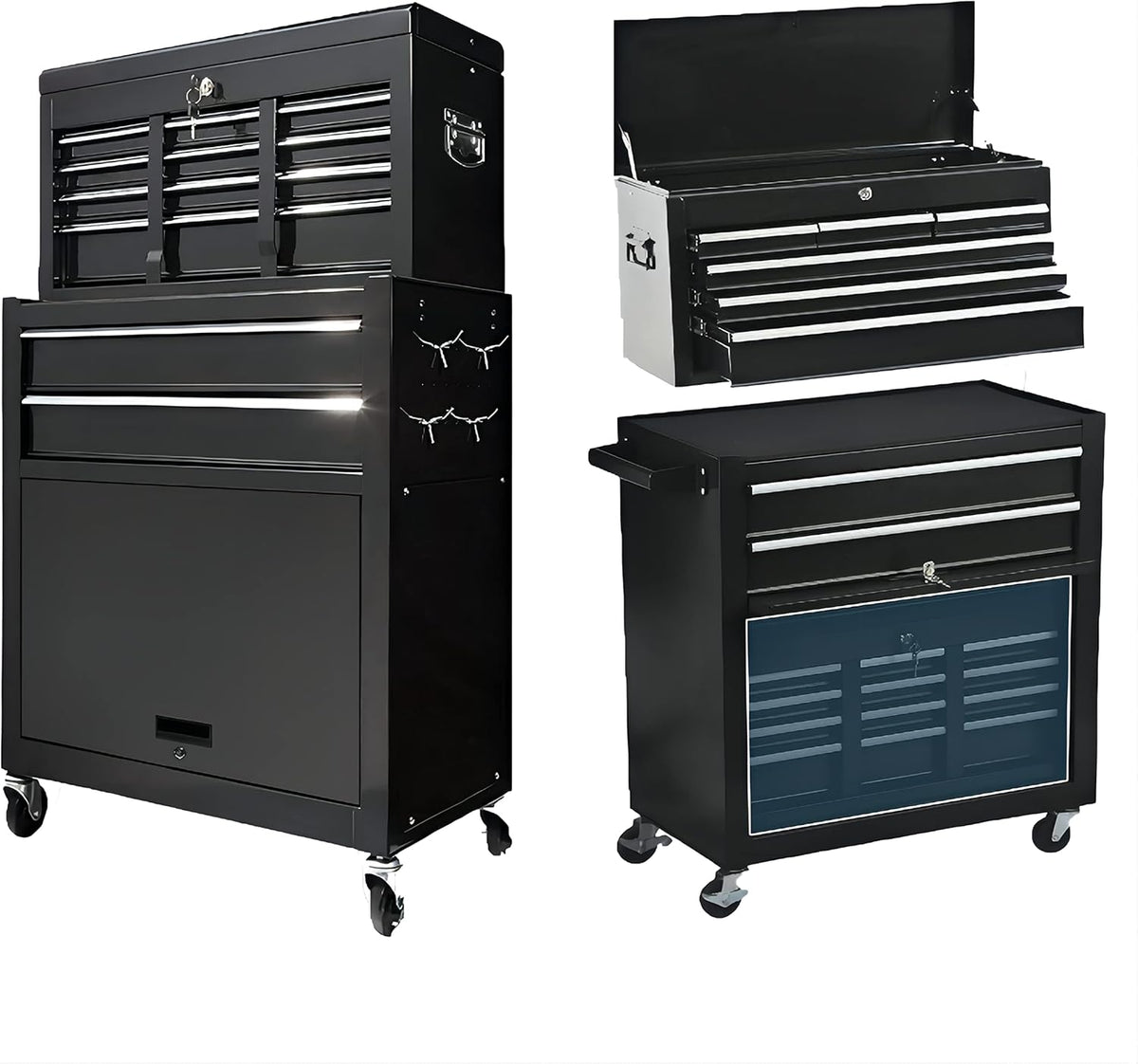 8-Drawer Blue Rolling Tool Chest with Lock L3591