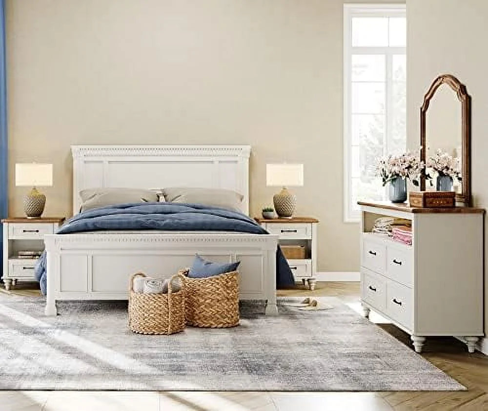 Light Wood Side Table with Drawer and Charging Station M347
