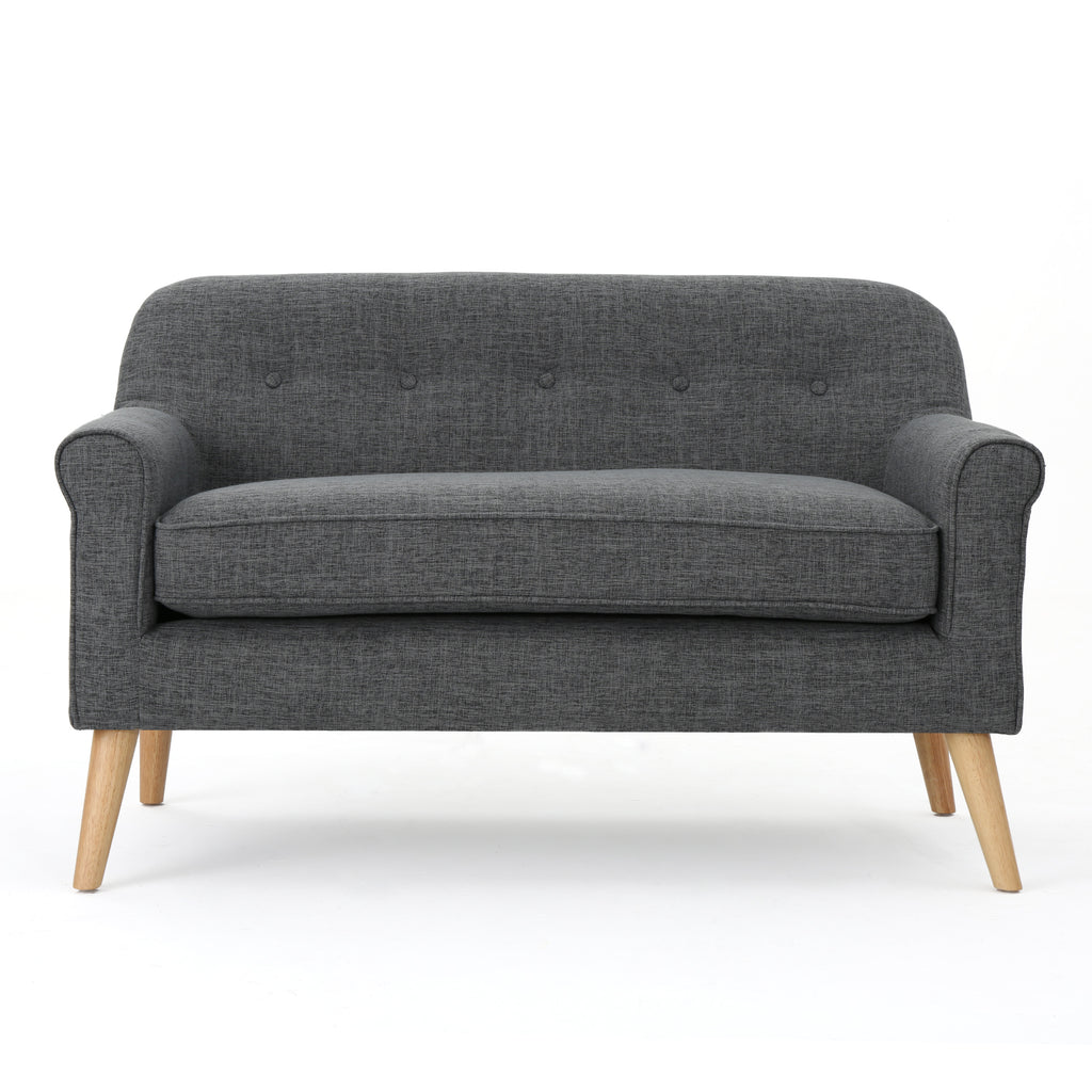 Gray Fabric Button Tufted Loveseat S285323