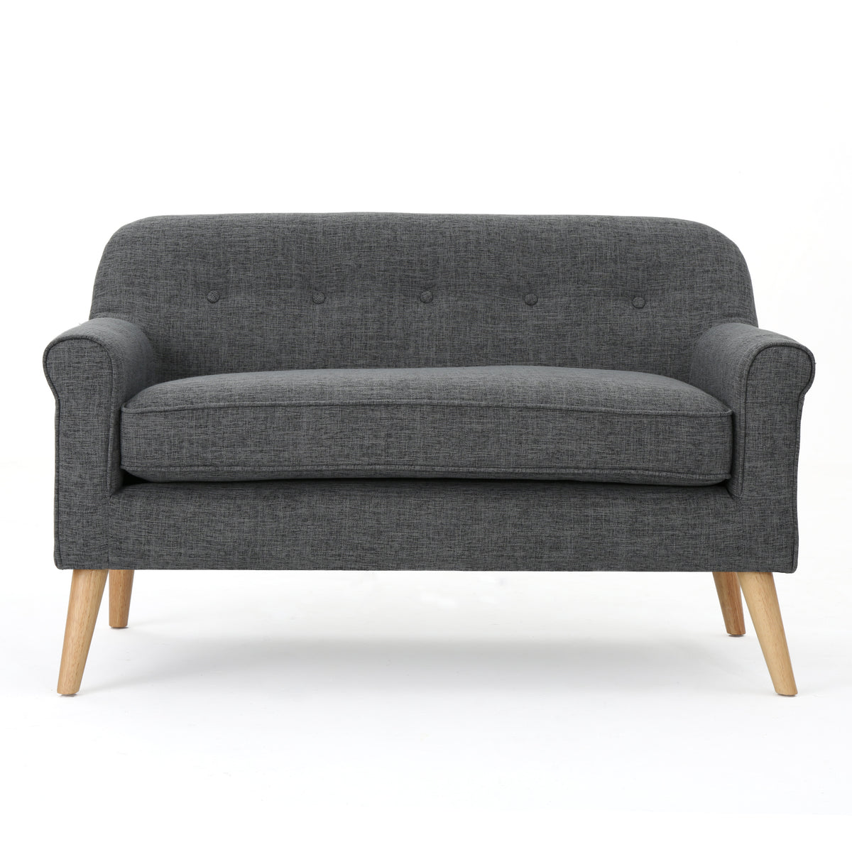Gray Fabric Button Tufted Loveseat S285323