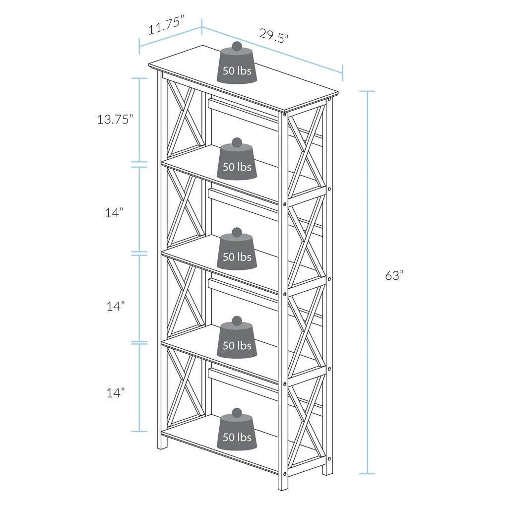 White 5 Shelf Bookcase C599630