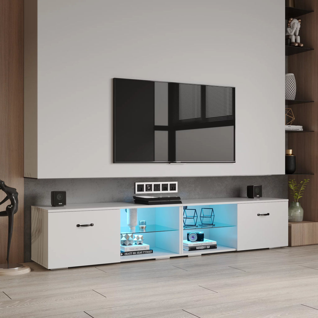 White TV Console Table with Storage Space A5259