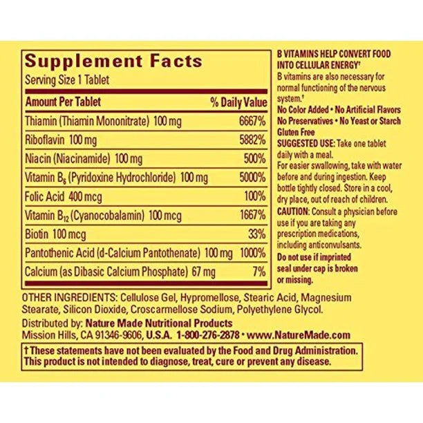 Vitamin B-100 Complex Tablets 60 ea (Pack of 2) H490