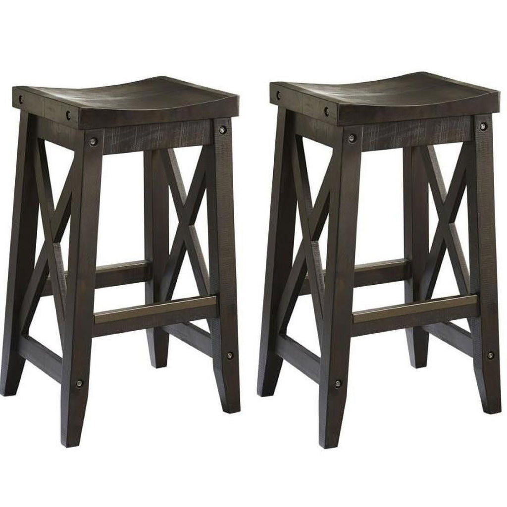 2 Piece Solid Wood Bar Stool Set B934191