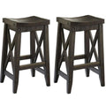 2 Piece Solid Wood Bar Stool Set B934191