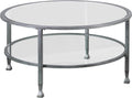 Round 2-Tier Metal Glass Coffee Table G6234