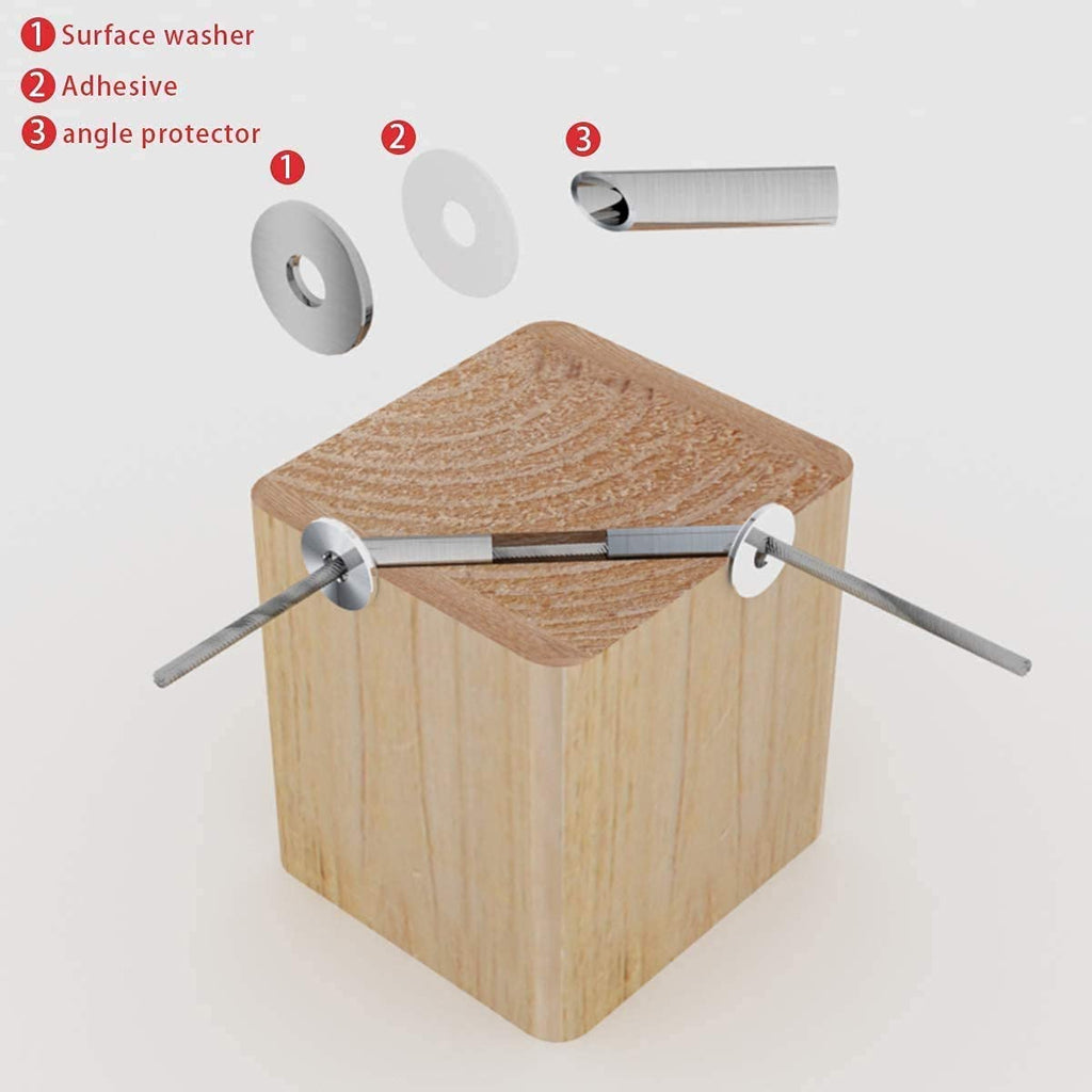60Pack Cable Railing Kit Angled Protective Grommet for 90 Degree Corner 45 Degree L Shape Protector Sleeve for 1/8 Wire Rope Wood Posts T316 Stainless Steel Pack of 2 W417