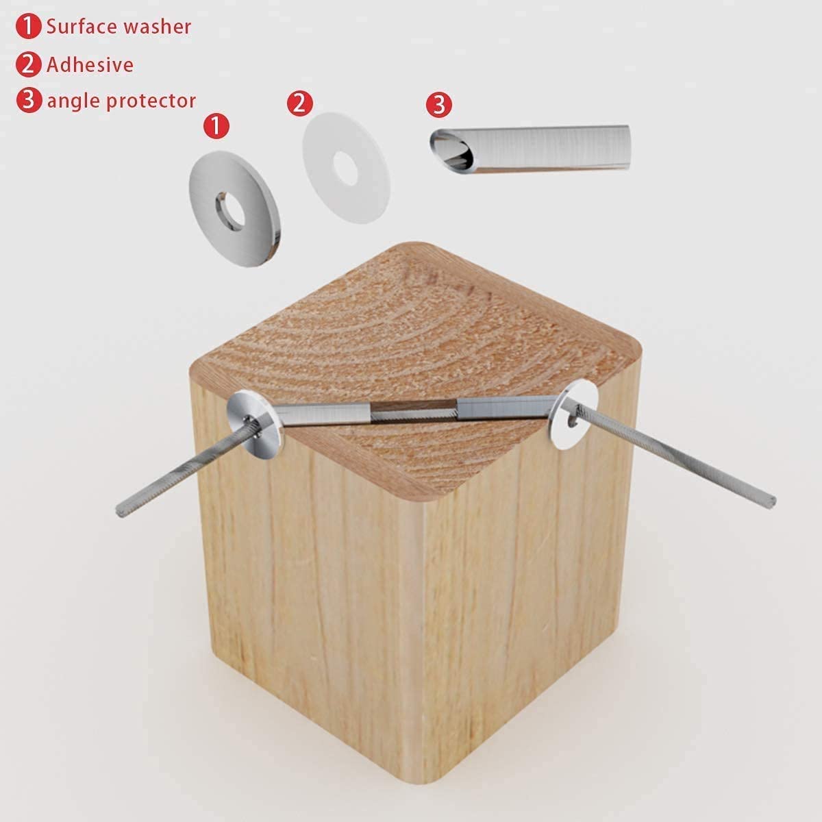 60Pack Cable Railing Kit Angled Protective Grommet for 90 Degree Corner 45 Degree L Shape Protector Sleeve for 1/8 Wire Rope Wood Posts T316 Stainless Steel Pack of 2 W417