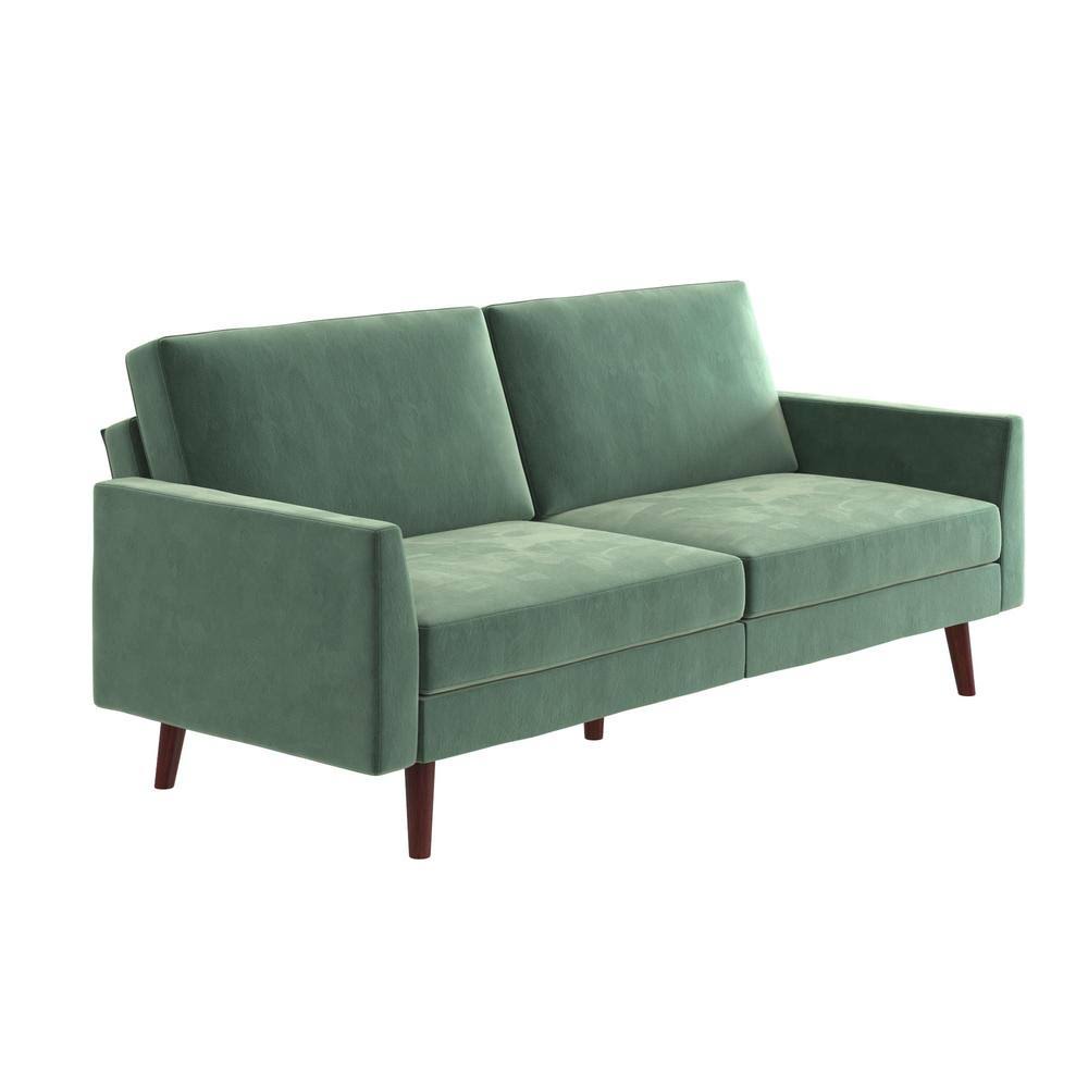 Light Teal Velvet Futon with Coils U878433