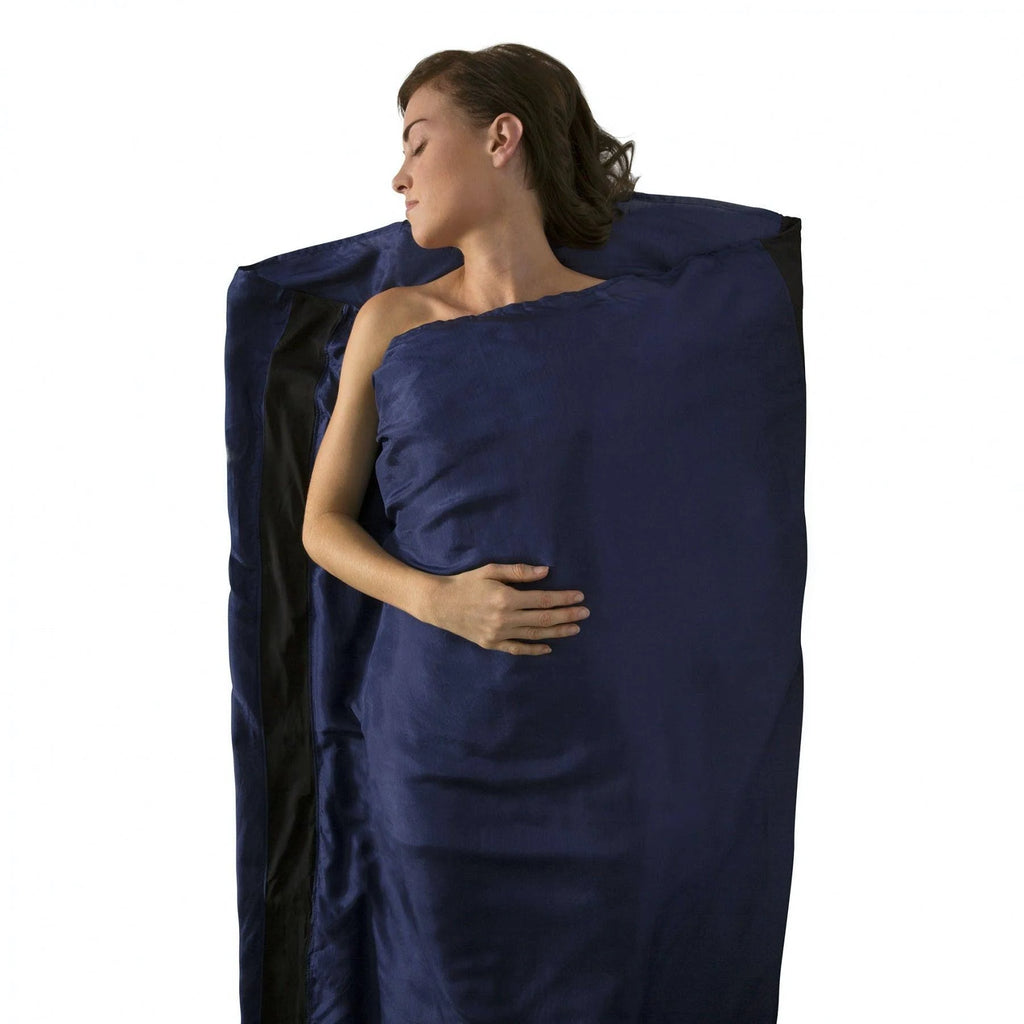 Navy Blue Silk Rectangular Sleeping Bag Liner I7748