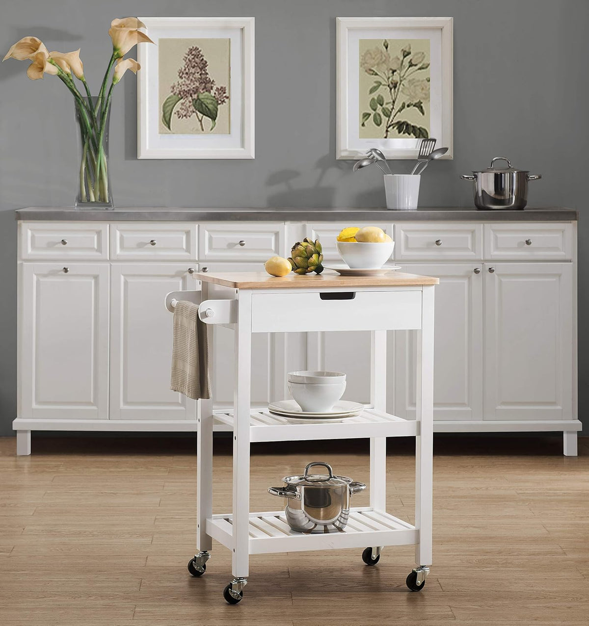 White Kitchen Cart U968859