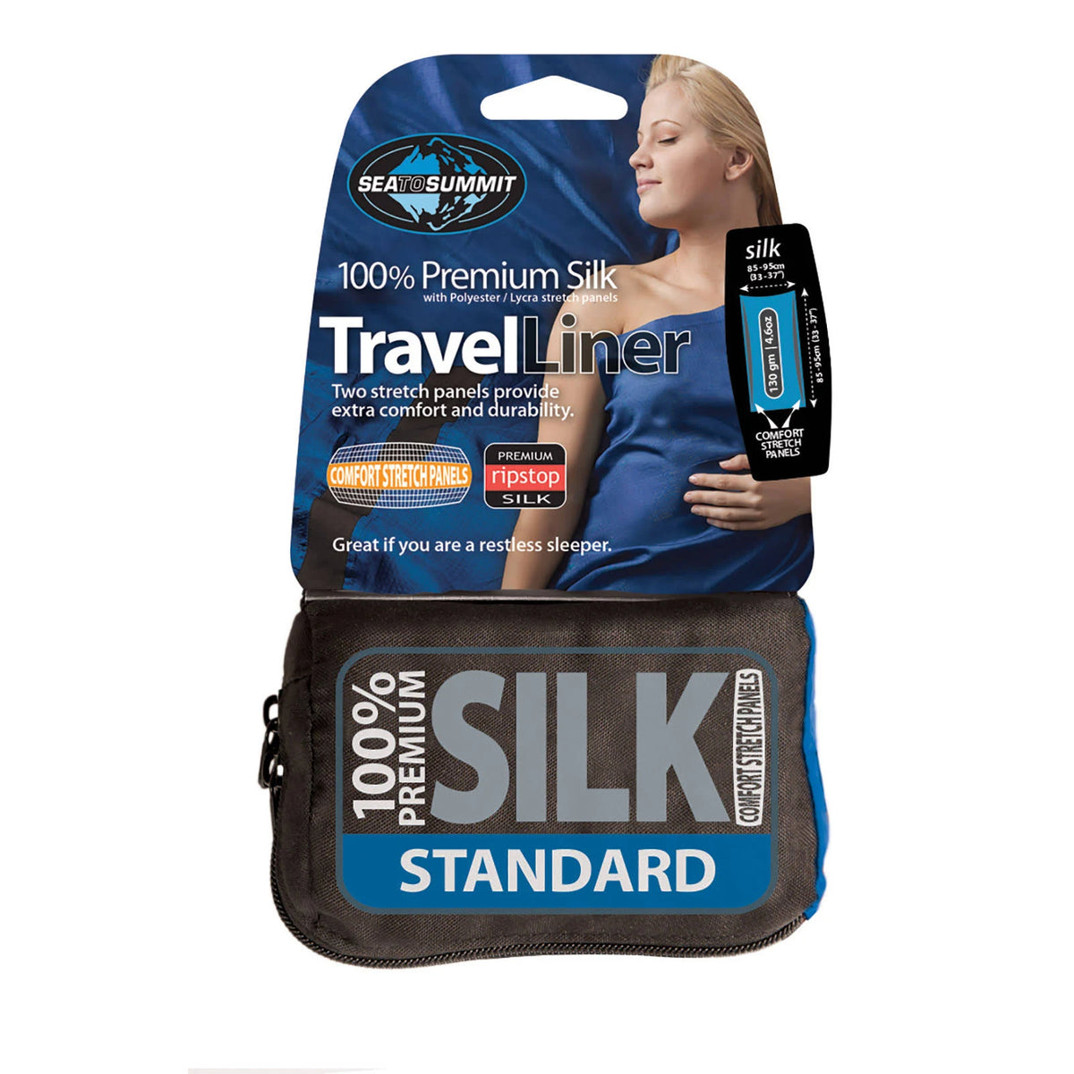 Navy Blue Silk Rectangular Sleeping Bag Liner I7748