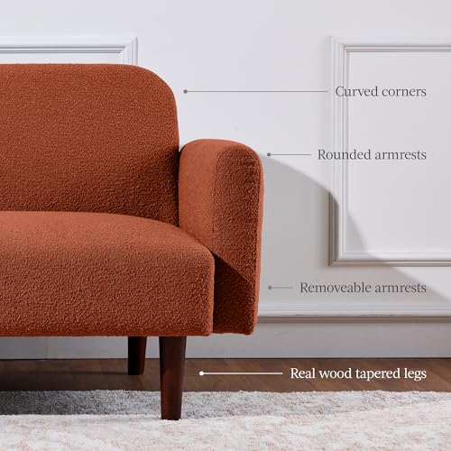 Slate Blue Boucle Loveseat Sofa with Real Wood I763