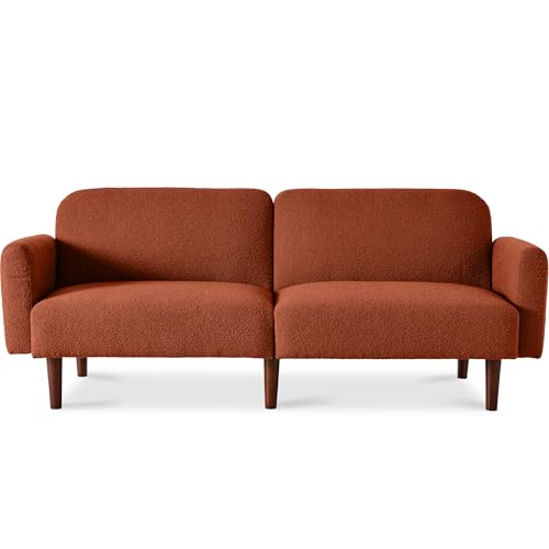Slate Blue Boucle Loveseat Sofa with Real Wood I763