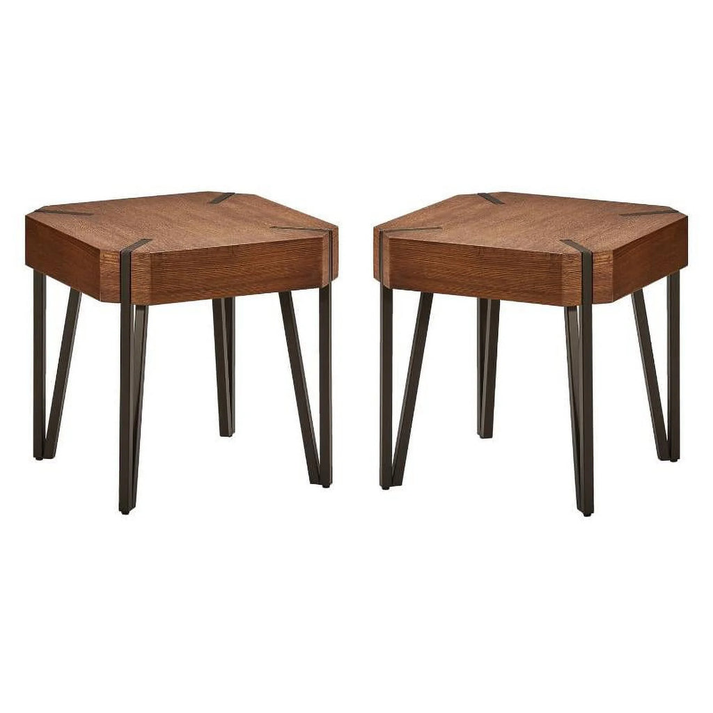 Hexagon Wood End Table Set of 2 E45721