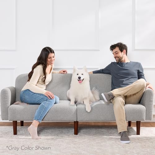 Slate Blue Boucle Loveseat Sofa with Real Wood I763