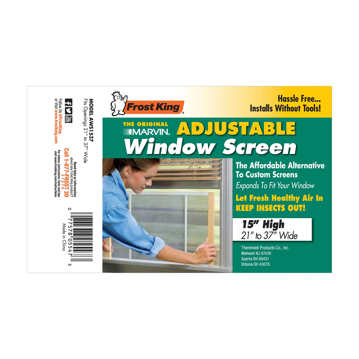 Adjustable Window Screen with Wood Frame X270