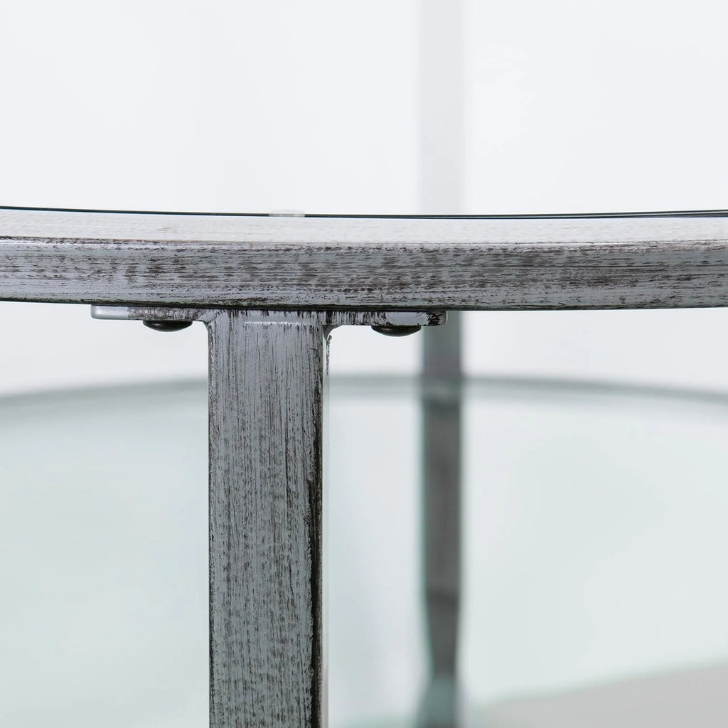 Round 2-Tier Metal Glass Coffee Table G6234