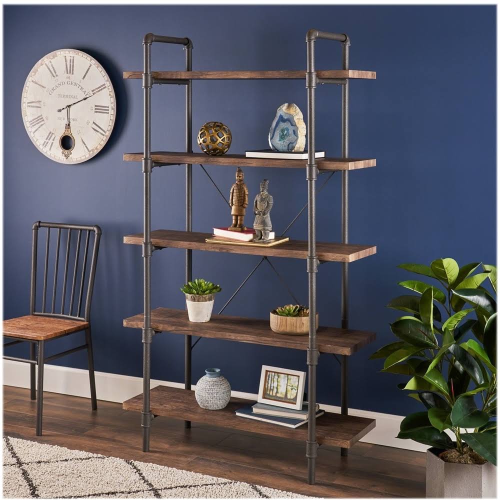 Industrial 5-Shelf Bookcase Dark Brown I9714
