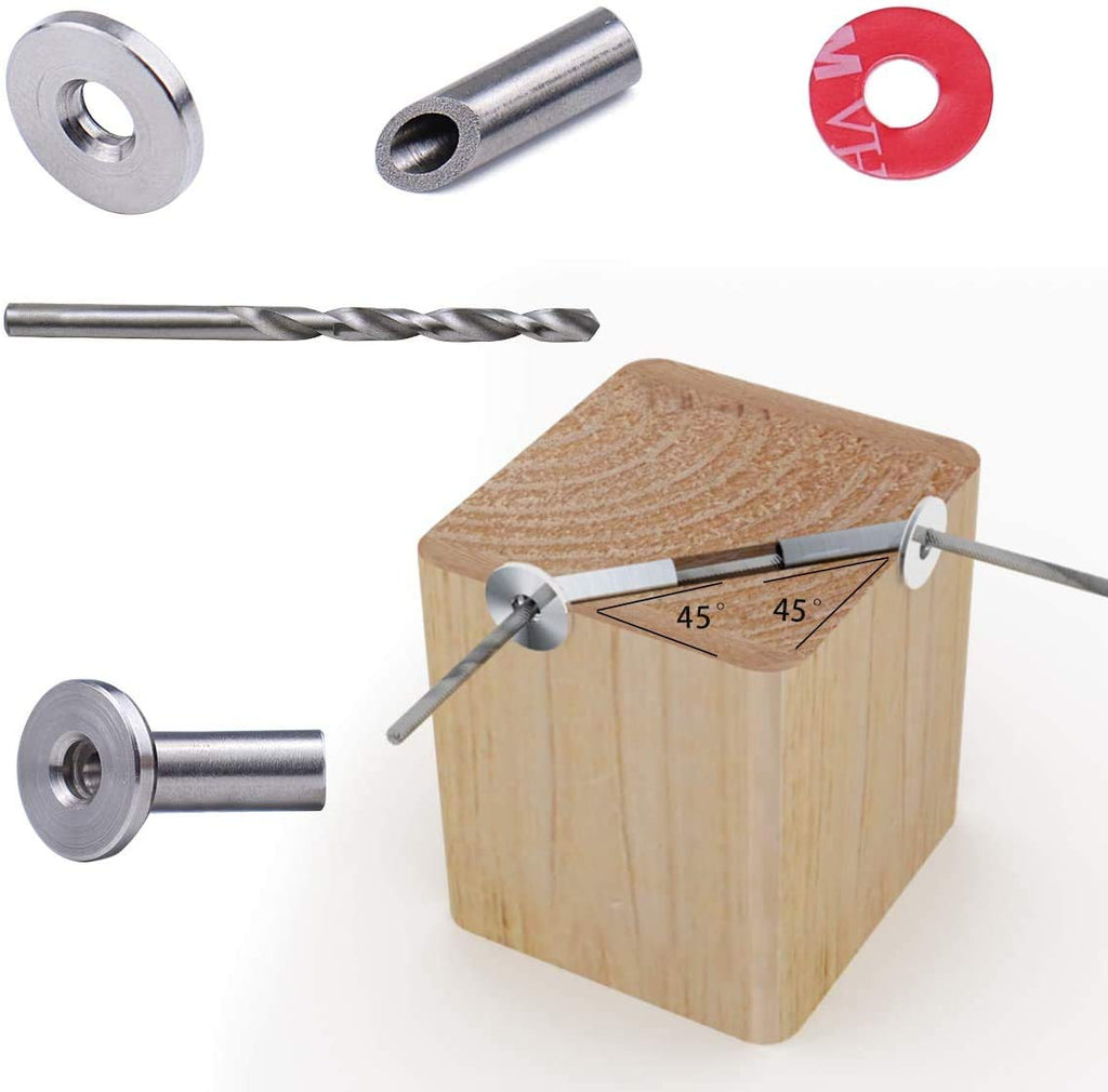 60Pack Cable Railing Kit Angled Protective Grommet for 90 Degree Corner 45 Degree L Shape Protector Sleeve for 1/8 Wire Rope Wood Posts T316 Stainless Steel Pack of 2 W417