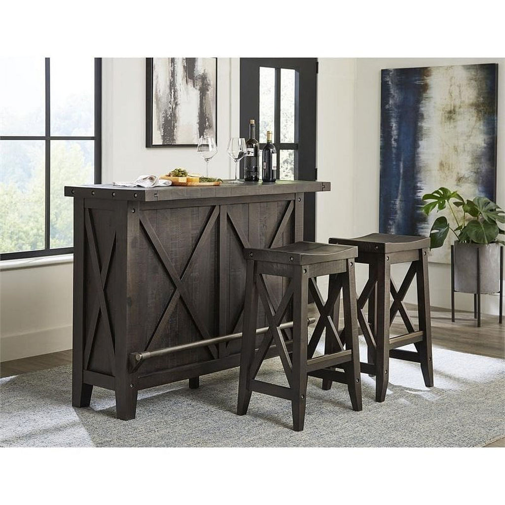 2 Piece Solid Wood Bar Stool Set B934191