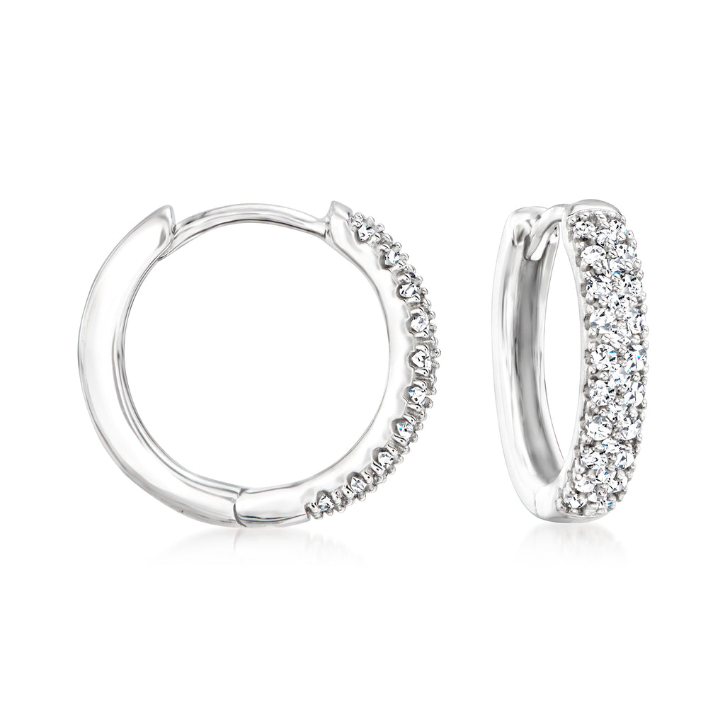 0.24 ct. t.w. Diamond Cluster Huggie Hoop Earrings in 14kt White Gold A590222