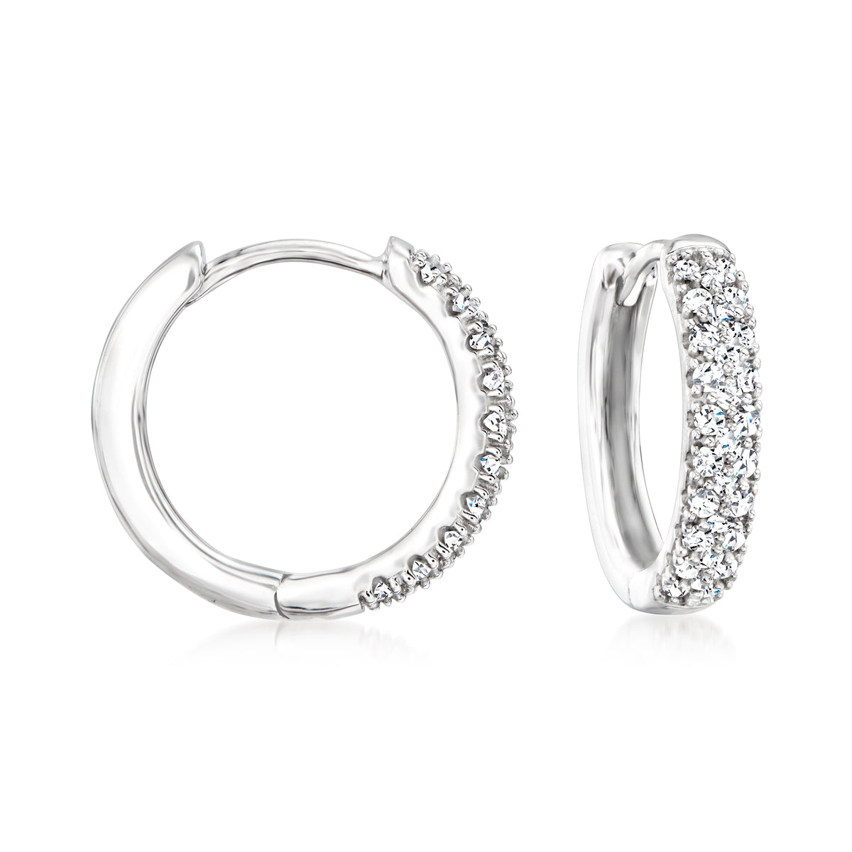 0.24 ct. t.w. Diamond Cluster Huggie Hoop Earrings in 14kt White Gold A590222