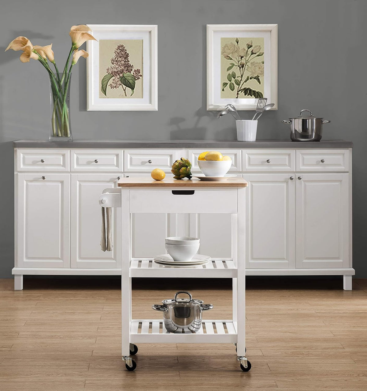 White Kitchen Cart U968859