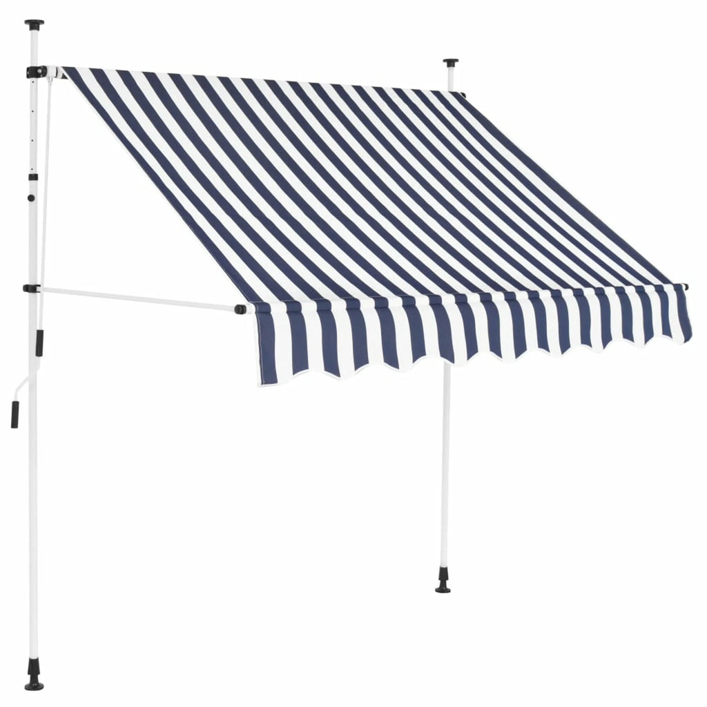 Manual Retractable Awning 78.7" Blue and White Stripes B110245
