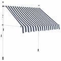 Manual Retractable Awning 78.7" Blue and White Stripes B110245