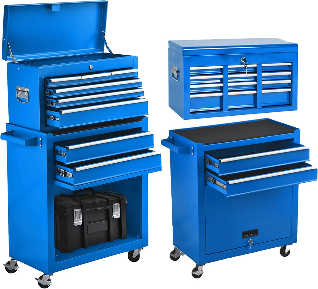 8-Drawer Blue Rolling Tool Chest with Lock L3591