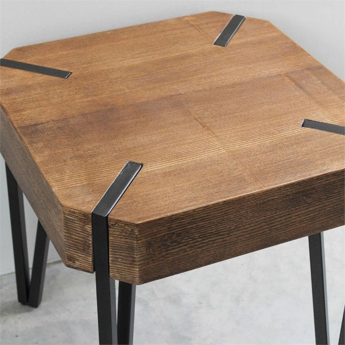 Hexagon Wood End Table Set of 2 E45721