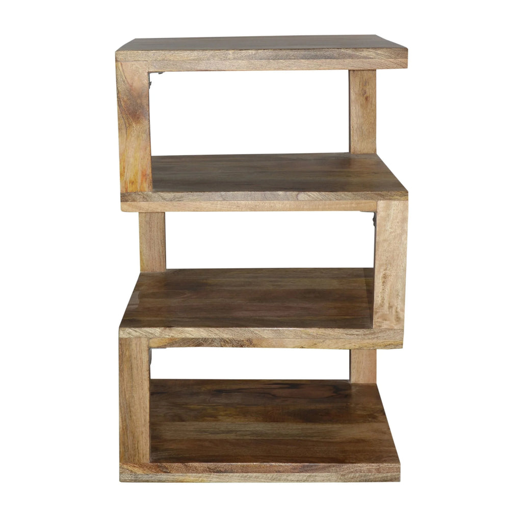 Brown Mango Wood 3 Shelf Side Table D3882